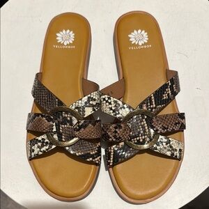 Yellow Box Women's Snakeskin Slide Sandals - Brown